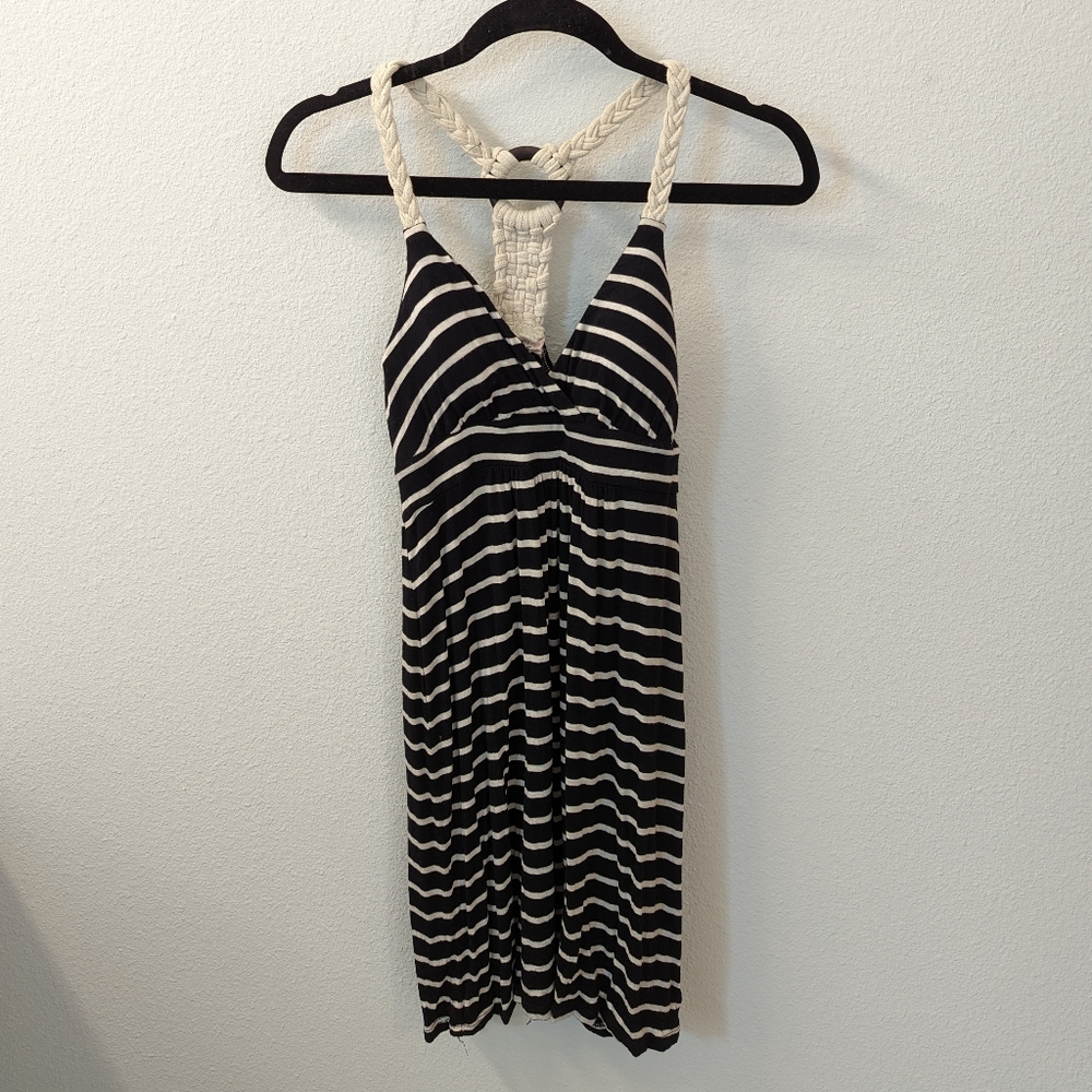 Pink Republic black and white striped cover up dress, size M